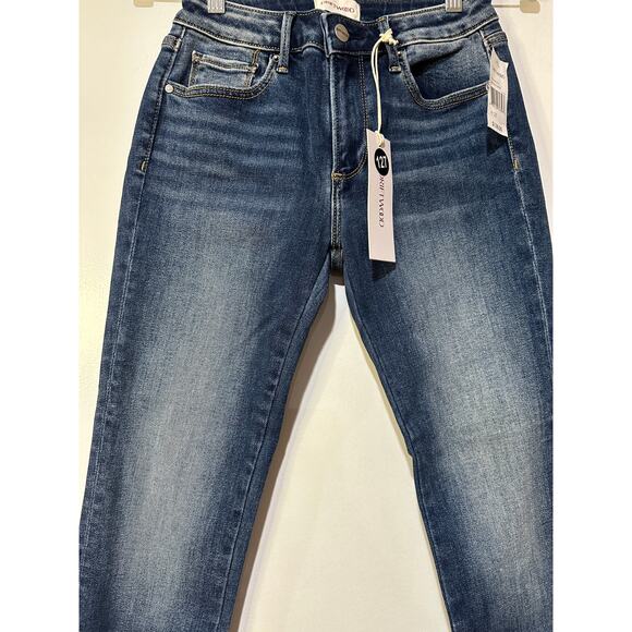 Driftwood Embroidered Colette Jeans Medium Wash Size 25W 26L NWT Floral Cuffed - Picture 6 of 16